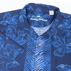 Tommy Bahama‎ Artist Series 2022 Floral Button Up Shirt Mens L Blue Camp Lenzing